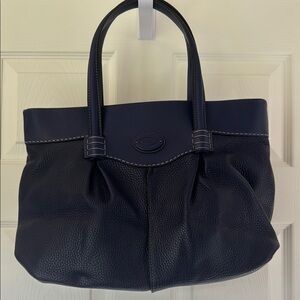 Tod’s Navy Blue Leather Tote Bag